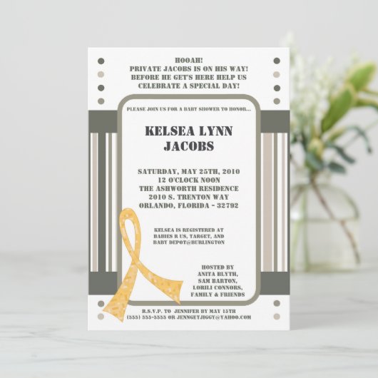 5x7 Baby shower Invitation ARMY Camo ACU Print Kaart (Staand voorkant)