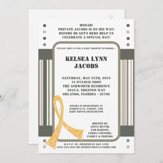 5x7 Baby shower Invitation ARMY Camo ACU Print Kaart (Voorkant / Achterkant)