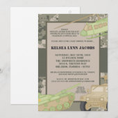 5x7 Baby shower Invitation ARMY Camo ACU Print Kaart (Voorkant / Achterkant)