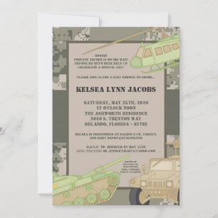 5x7 Baby shower Invitation ARMY Camo ACU Print Kaart