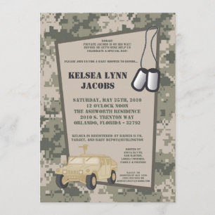 5x7 Baby shower Invitation ARMY Camo ACU Print Kaart