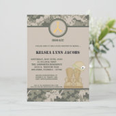 5x7 Baby shower Invitation ARMY Camo ACU Print Kaart (Staand voorkant)