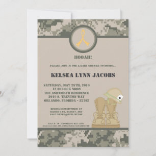 5x7 Baby shower Invitation ARMY Camo ACU Print Kaart