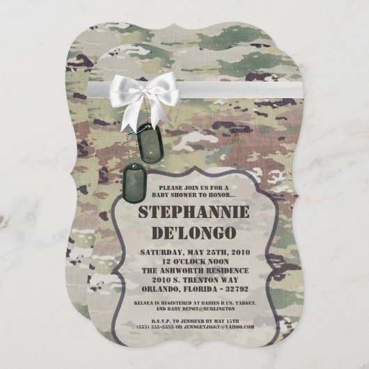 5x7 Baby shower Invitation Army OCP Camo Uniform Kaart (Voorkant / Achterkant)