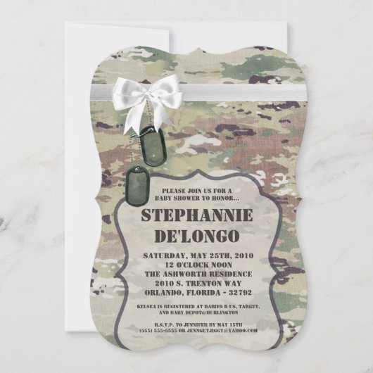 5x7 Baby shower Invitation Army OCP Camo Uniform Kaart (Voorkant)