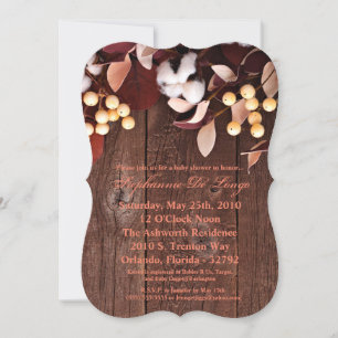 5x7 Baby shower Invitation Cotton Branch op Dark W Kaart