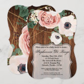 5x7 Baby shower Invitation Geometric Garden Roos Kaart (Voorkant / Achterkant)