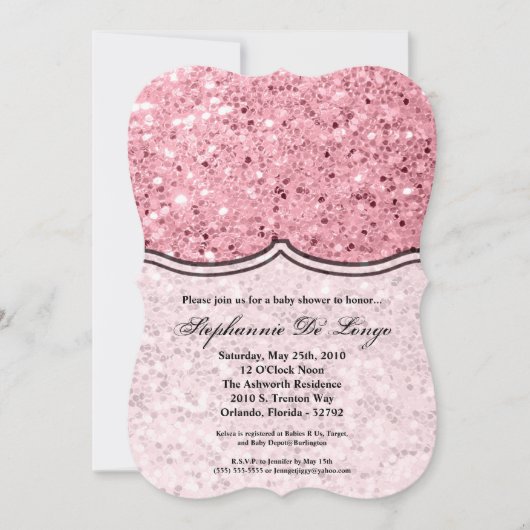 5x7 Baby shower Invitation Roos Gouden Glitter Kaart (Voorkant)