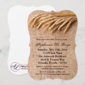 5x7 Baby shower Invitation Tarwe op Burlap Sack Co Kaart (Voorkant / Achterkant)