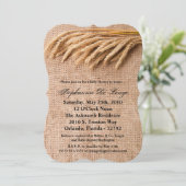 5x7 Baby shower Invitation Tarwe op Burlap Sack Co Kaart (Staand voorkant)