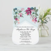 5x7 Baby shower Invitation Tropische Bloem op Blau Kaart (Staand voorkant)