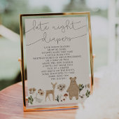5x7 Baby shower Late Night Diapers Boho Woodland Poster
