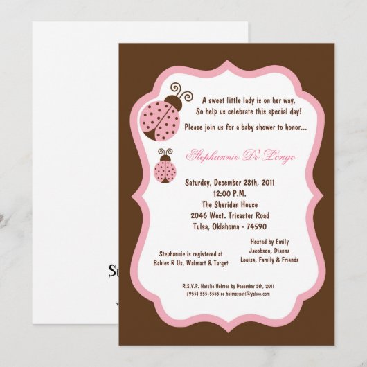 5x7 Baby shower met bruine dame Bug Kaart (Voorkant / Achterkant)