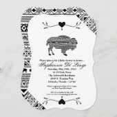 5x7 Baby shower Uitnodiging Boho Buffalo Tribal Pa (Voorkant / Achterkant)