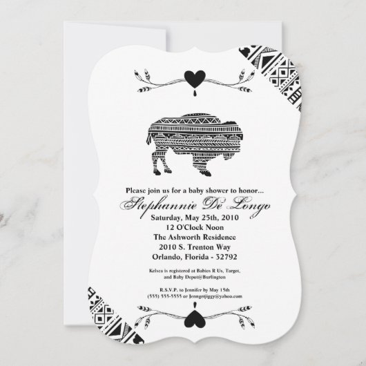 5x7 Baby shower Uitnodiging Boho Buffalo Tribal Pa (Voorkant)