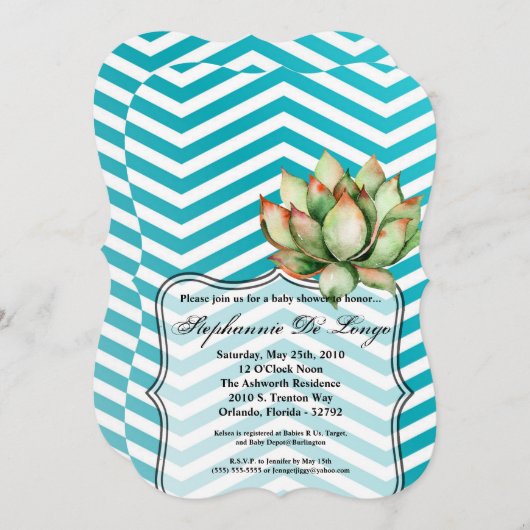 5x7 Baby shower Uitnodiging Boho Cacti Cactus Sucu (Voorkant / Achterkant)