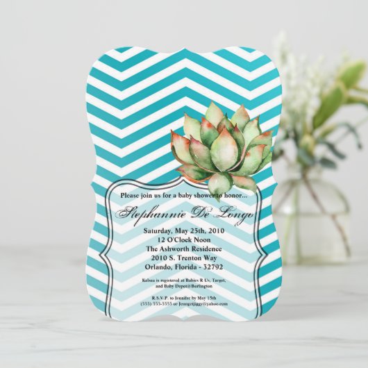 5x7 Baby shower Uitnodiging Boho Cacti Cactus Sucu (Staand voorkant)