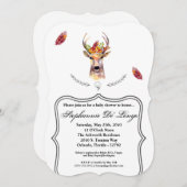 5x7 Baby shower Uitnodiging boho hert Buck Head Br (Voorkant / Achterkant)