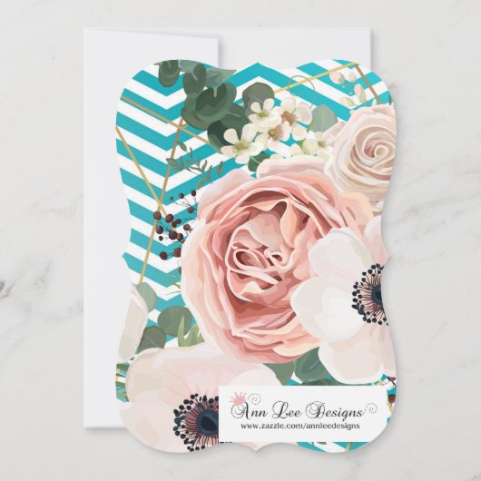 5x7 Baby shower Uitnodiging Geometrisch Roos Chevr (Achterkant)