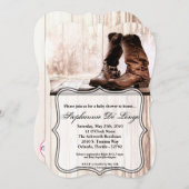 5x7 Baby shower Uitnodiging laarzen land rustiek w (Voorkant / Achterkant)