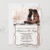 5x7 Baby shower Uitnodiging laarzen land rustiek w (Voorkant)
