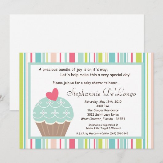 5x7 Baby shower-uitnodiging om beker te maken met Kaart (Voorkant / Achterkant)