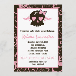 5x7 Baby shower Uitnodiging - Punk schedelsteen