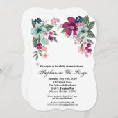 5x7 Baby shower Uitnodiging Tropische Bloem op Wit (Voorkant / Achterkant)