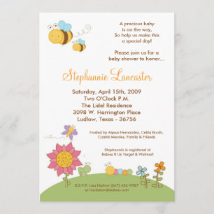 5x7 Baby shower Uitnodiging van Vers Insect Flower