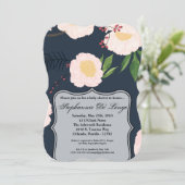 5x7 Baby shower Uitnodiging Witte Bloemen op (Staand voorkant)