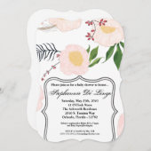 5x7 Baby shower Uitnodiging Witte Bloemen op (Voorkant / Achterkant)