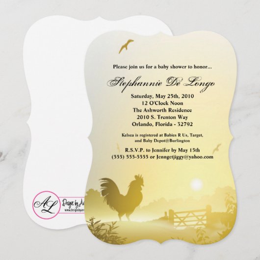 5x7 Baby shower Uitnodiging Zonnige Ochtend Boerde (Voorkant / Achterkant)