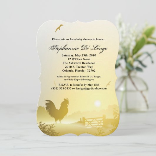 5x7 Baby shower Uitnodiging Zonnige Ochtend Boerde (Staand voorkant)