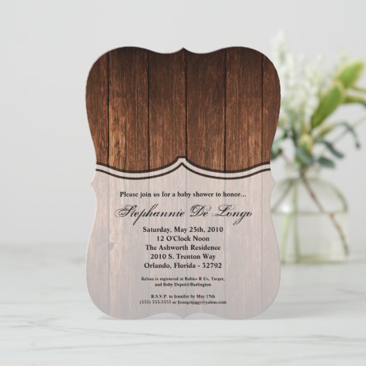 5x7 Baby shower Uitnodigingsschuur Hout Land Rusti Kaart (Staand voorkant)