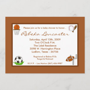 5x7 Baby shower van Football van de Sportsport van Kaart
