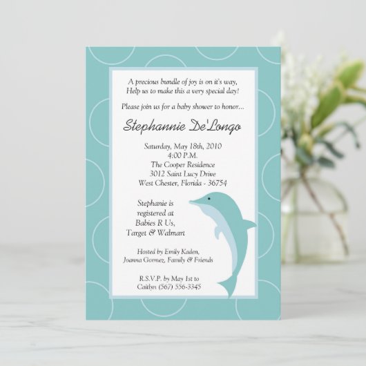 5x7 Baby shower voor tropische oceaan Kaart (Staand voorkant)