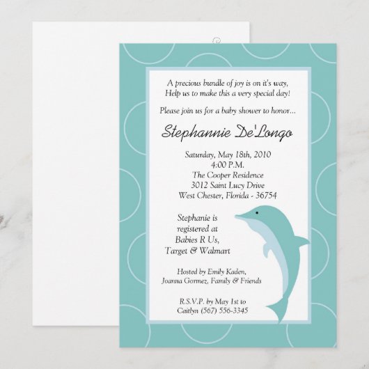 5x7 Baby shower voor tropische oceaan Kaart (Voorkant / Achterkant)