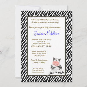 5x7 Baby Zebra Safari Zoo Baby shower Uitnodiging