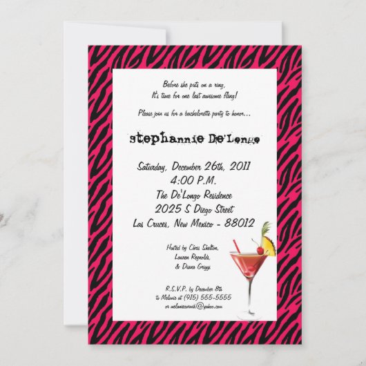 5x7 Bachelorette Party Invitation Kaart (Voorkant)