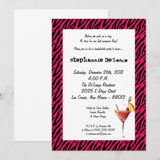 5x7 Bachelorette Party Invitation Kaart (Voorkant / Achterkant)