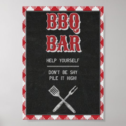 5x7 Backyard BBQ Birthday BBQ Bar Table Sign. Poster (Voorkant)