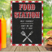 5x7 Backyard BBQ Birthday Food Station Table Sign Poster