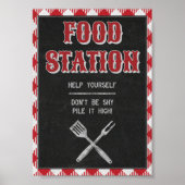 5x7 Backyard BBQ Birthday Food Station Table Sign Poster (Voorkant)