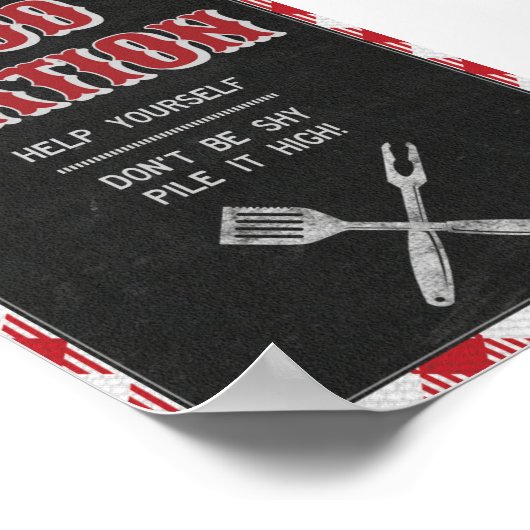 5x7 Backyard BBQ Birthday Food Station Table Sign Poster (Hoek)