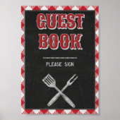 5x7 Backyard BBQ Birthday Guest Book Table Sign Poster (Voorkant)