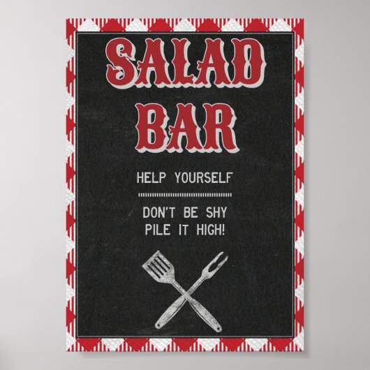 5x7 Backyard BBQ Birthday Salad Bar Teken Poster (Voorkant)