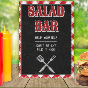 5x7 Backyard BBQ Birthday Salad Bar Teken Poster