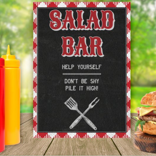 5x7 Backyard BBQ Birthday Salad Bar Teken Poster