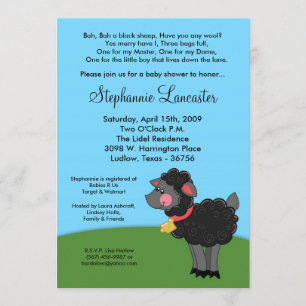 5x7 Bah Black Sheep Nursery Baby shower Uitnodigin Kaart