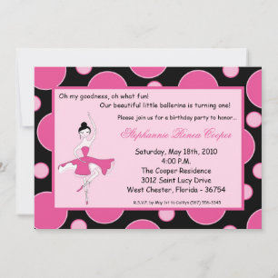 5x7 Ballerina Dance Birthday Party Invitation Kaart